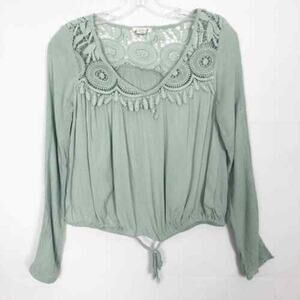 Seven Sisters Top Womens Small Crochet Boho Gauzy Cropped Relaxed Boxy Fairy